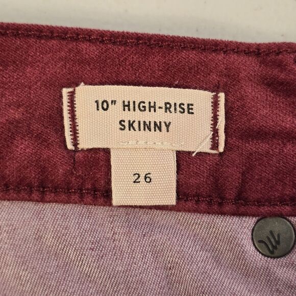 Madewell 10” High Rise Skinny Jeans Womens Red/Burgundy Velvet Size 26 (27 X 27) - Picture 11 of 15
